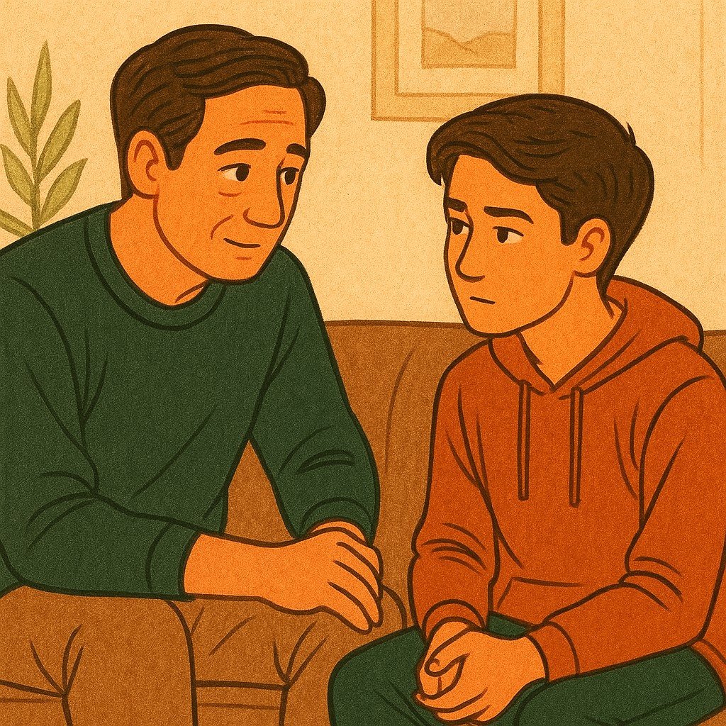 Wsparcie ojca po coming oucie – rozmowa na kanapie